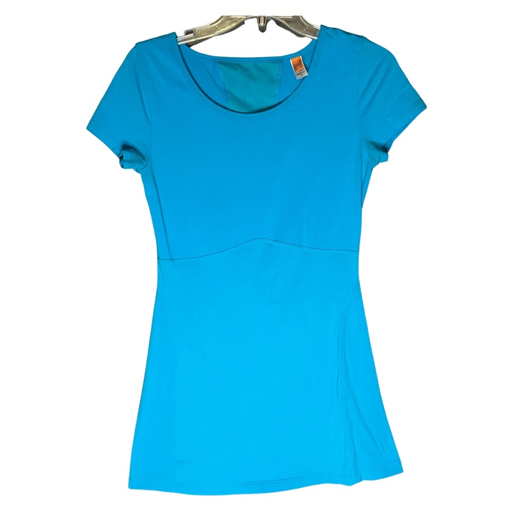 Lucy Tech Women’s Small T-Shirt Top Blue Short Sleeve Mesh Panels Dead Stock